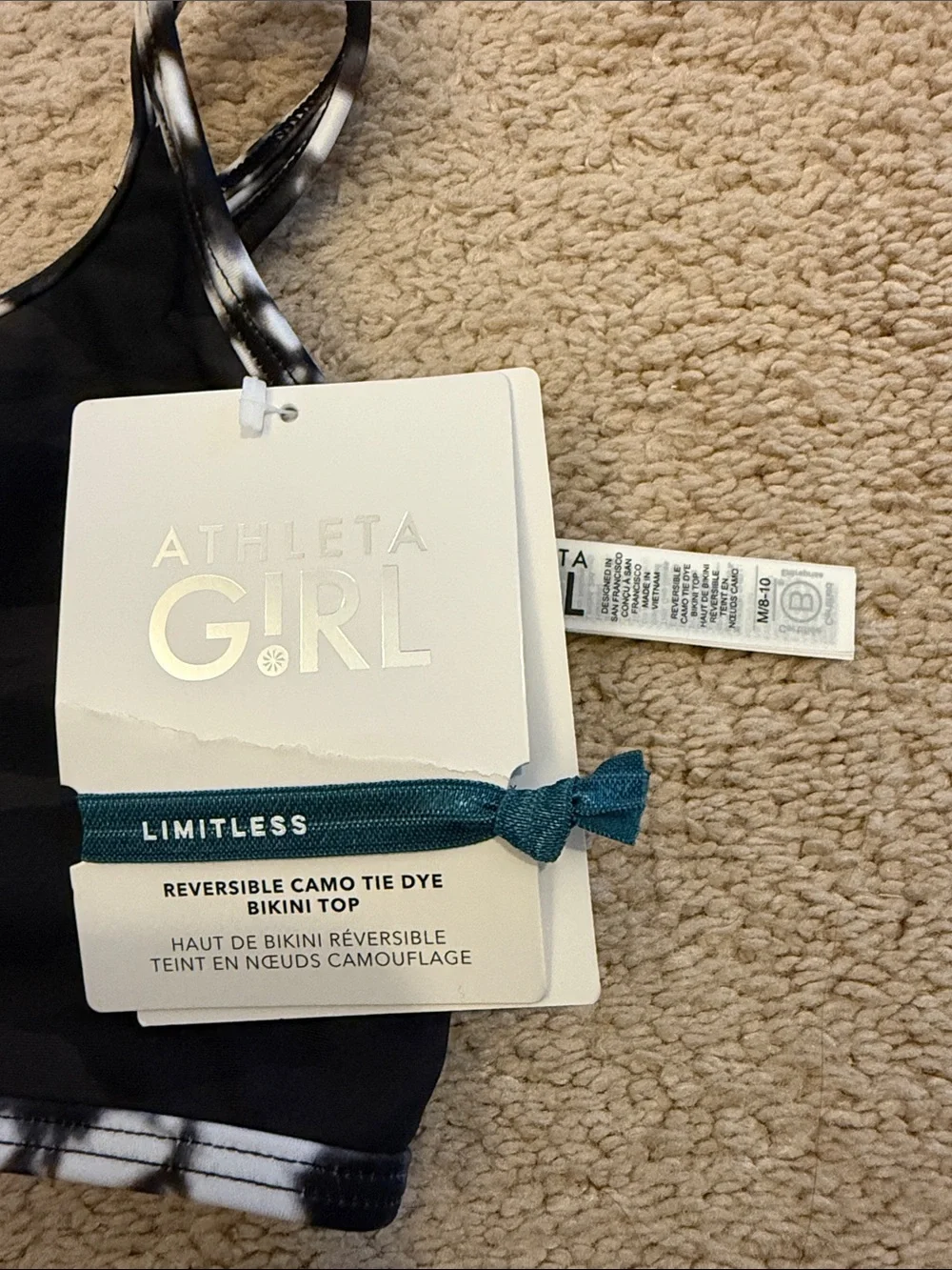 Athleta Girl Reversible Camp Tie Dye Bikini top